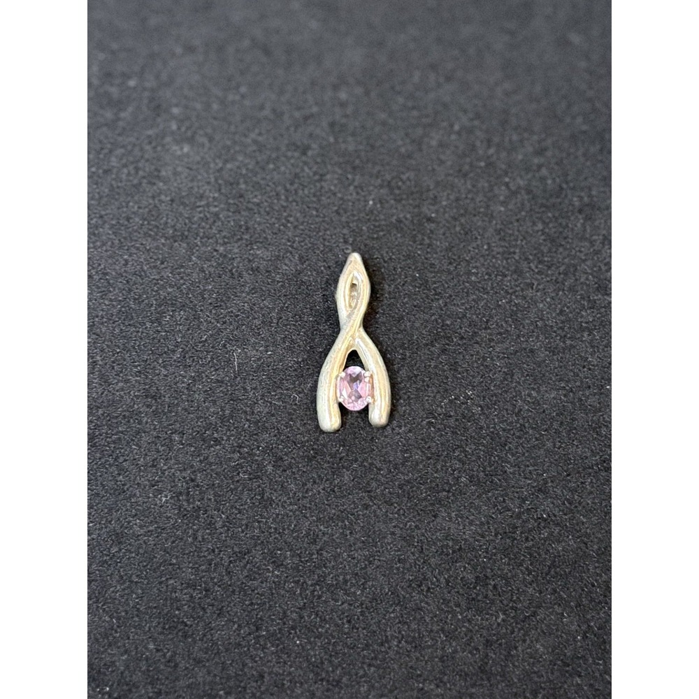 Sterling Silver 925 Amethyst Wishbone Pendant - Picture 5 of 7
